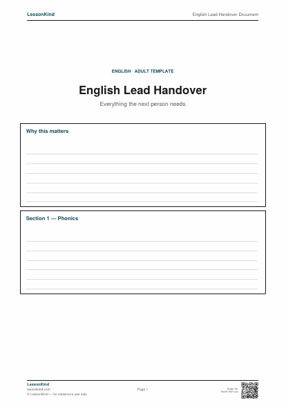 Preview of English Lead Handover Document