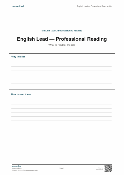Preview of English Lead — Professional Reading List