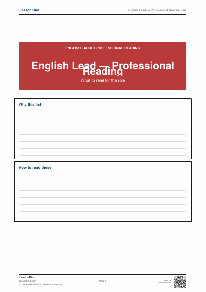 Preview of English Lead — Professional Reading List