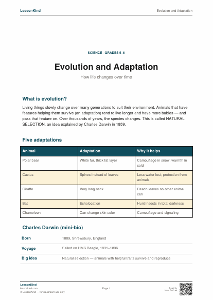 Preview of Evolution and Adaptation