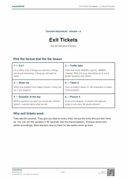 Preview of Exit Ticket Templates — 6 Quick Formats