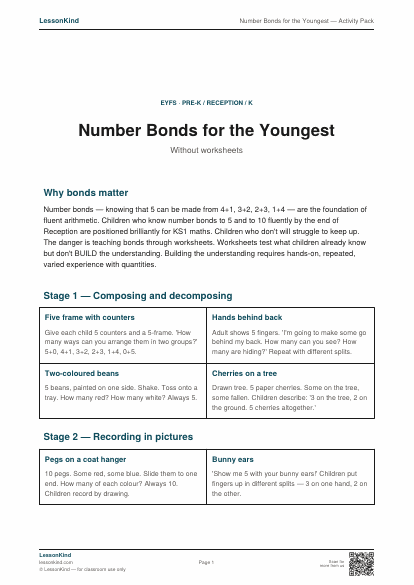 Preview of Number Bonds for the Youngest — Activity Pack
