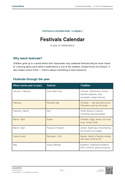 Preview of Festivals Calendar — A Year of Celebrations