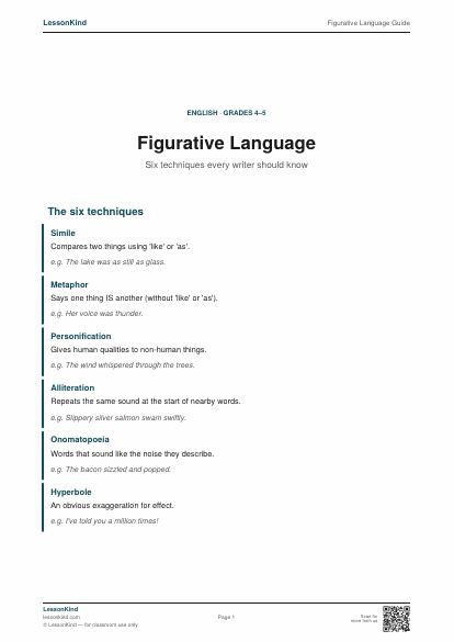 Preview of Figurative Language Guide