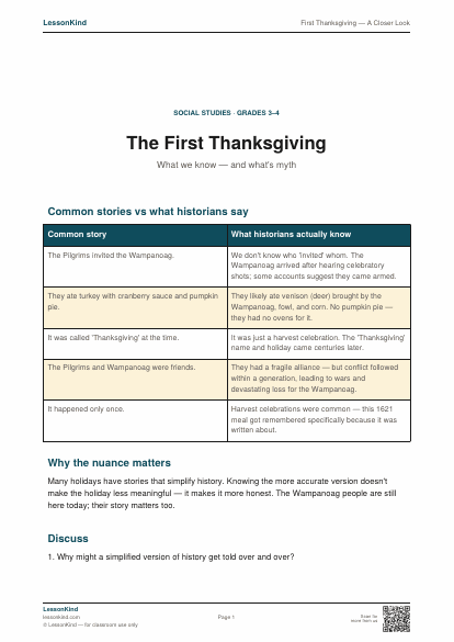 Preview of First Thanksgiving — A Closer Look