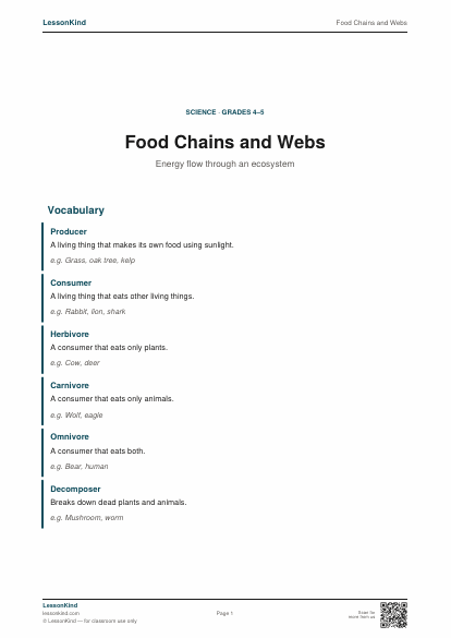 Preview of Food Chains and Webs
