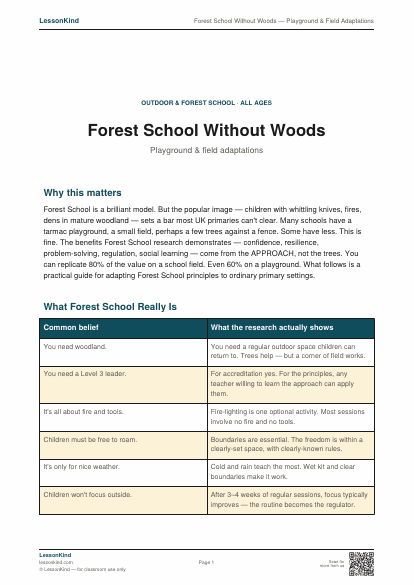 Preview of Forest School Without Woods — Playground & Field Adaptations