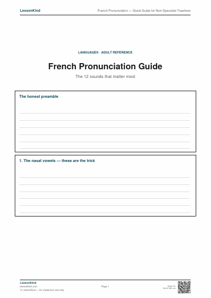 Preview of French Pronunciation — Quick Guide for Non-Specialist Teachers