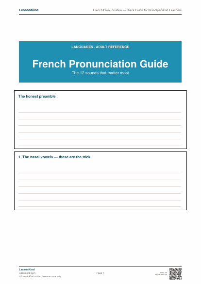 Preview of French Pronunciation — Quick Guide for Non-Specialist Teachers