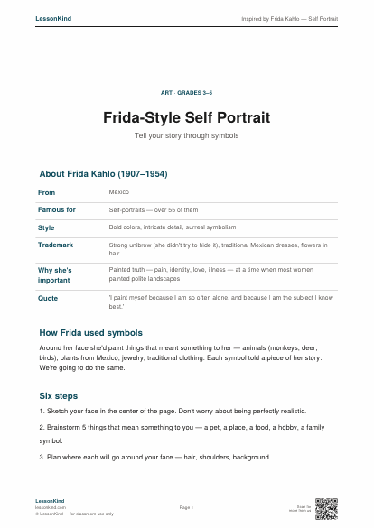 Preview of Inspired by Frida Kahlo — Self Portrait