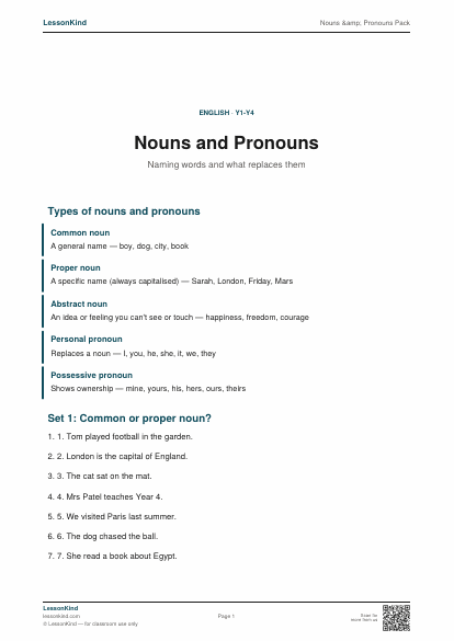 Preview of Nouns &amp; Pronouns Pack