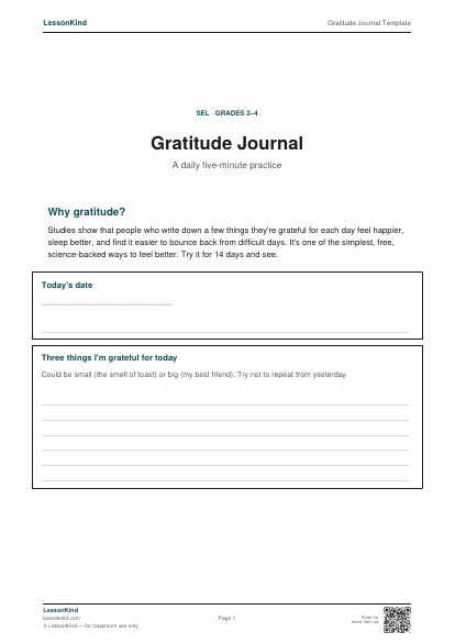 Preview of Gratitude Journal Template