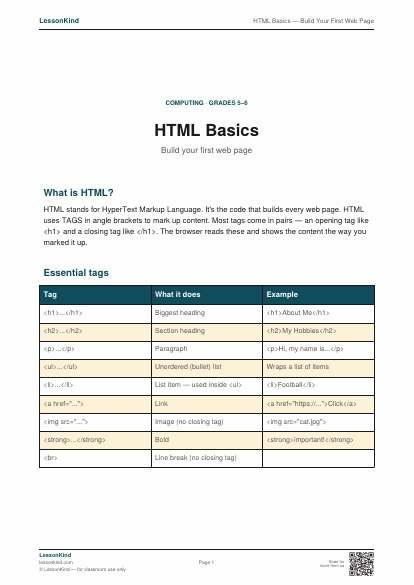 Preview of HTML Basics — Build Your First Web Page