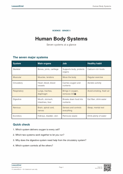 Preview of Human Body Systems