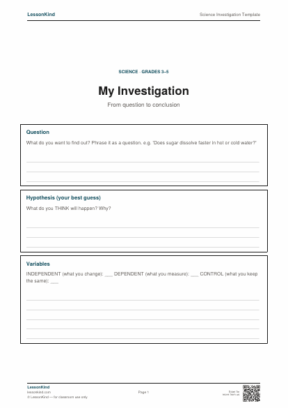 Preview of Science Investigation Template