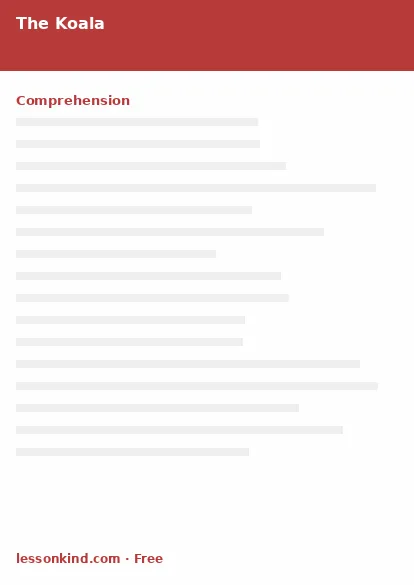 First page preview of Reading Comprehension — The Koala