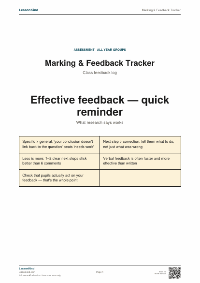 Preview of Marking & Feedback Tracker