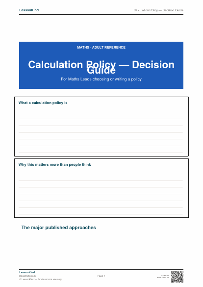 Preview of Calculation Policy — Decision Guide