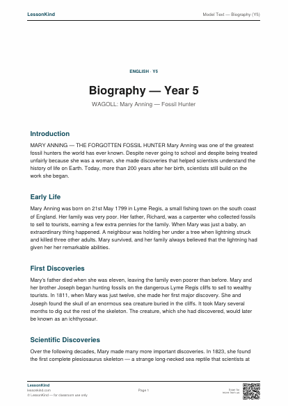 Preview of Model Text — Biography (Y5)