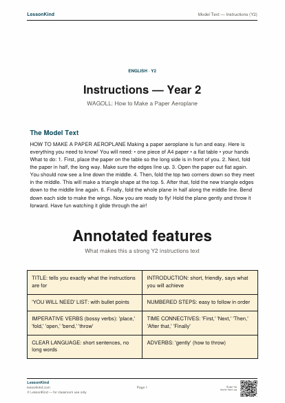 Preview of Model Text — Instructions (Y2)