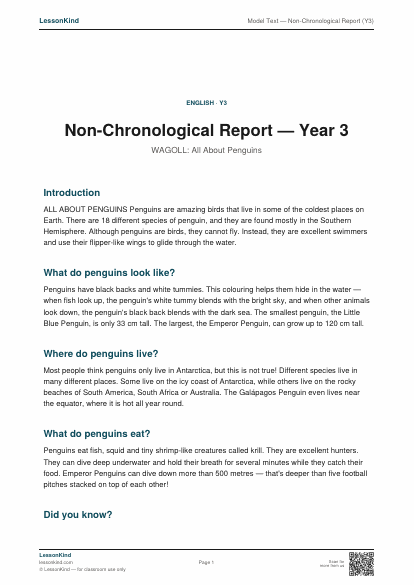 Preview of Model Text — Non-Chronological Report (Y3)