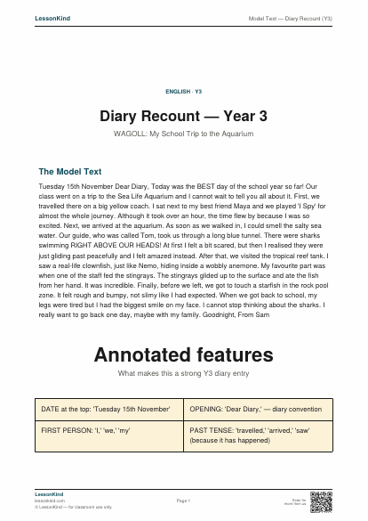 Preview of Model Text — Diary Recount (Y3)