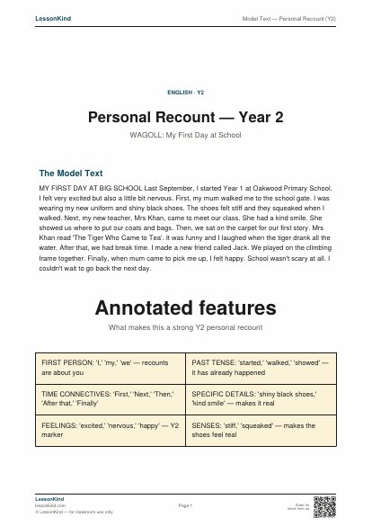 Preview of Model Text — Personal Recount (Y2)