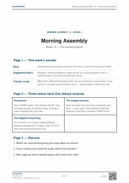 Preview of Morning Assembly Week 10 — Our Amazing Planet
