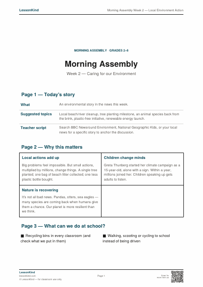 Preview of Morning Assembly Week 2 — Local Environment Action