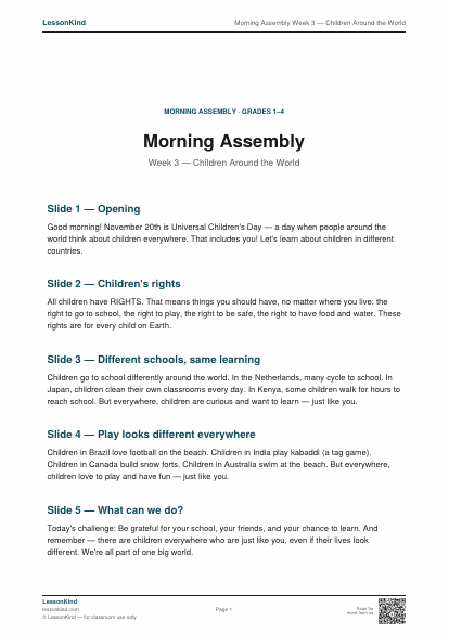 Preview of Morning Assembly Week 3 — Children Around the World