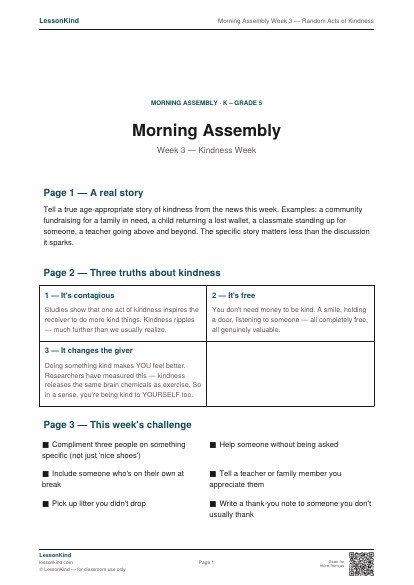 Preview of Morning Assembly Week 3 — Random Acts of Kindness