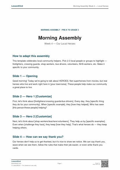 Preview of Morning Assembly Week 4 — Local Heroes