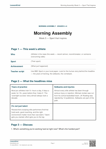 Preview of Morning Assembly Week 5 — Sport That Inspires