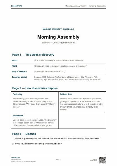 Preview of Morning Assembly Week 6 — Amazing Discoveries