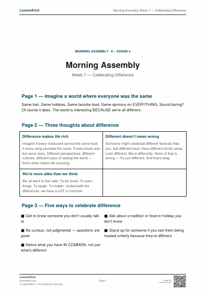 Preview of Morning Assembly Week 7 — Celebrating Difference