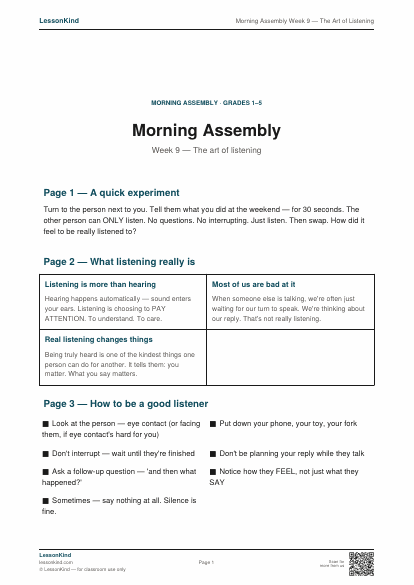 Preview of Morning Assembly Week 9 — The Art of Listening