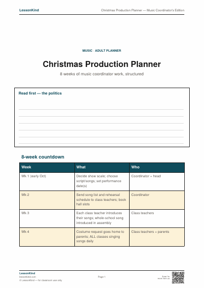 Preview of Christmas Production Planner — Music Coordinator's Edition