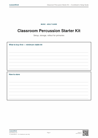 Preview of Classroom Percussion Starter Kit — Coordinator's Setup Guide