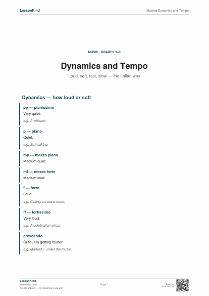 Preview of Musical Dynamics and Tempo