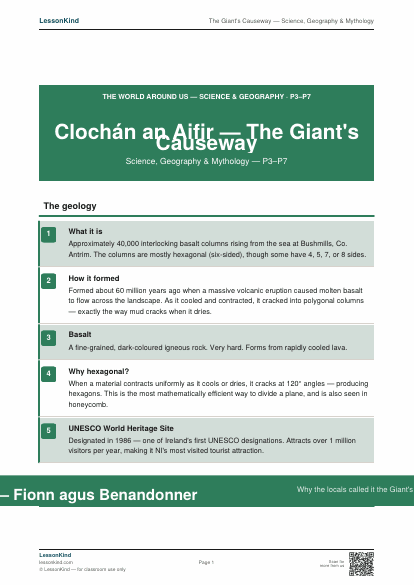 First page preview of The Giant's Causeway — Science, Geography & Mythology