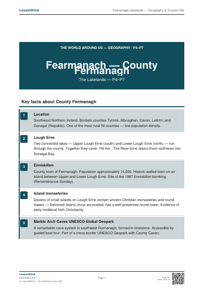 First page preview of Fermanagh Lakelands — Geography & Tourism (NI)