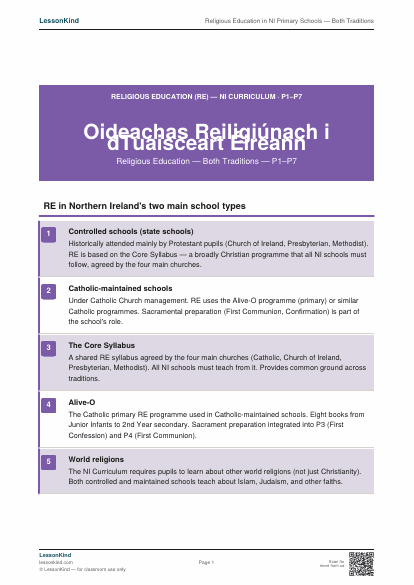 Preview of Religious Education in NI Primary Schools — Both Traditions