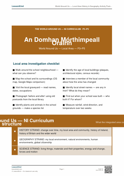 Preview of World Around Us — Local Area History & Geography Activity Pack (NI)
