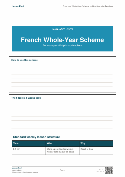 Preview of French — Whole-Year Scheme for Non-Specialist Teachers