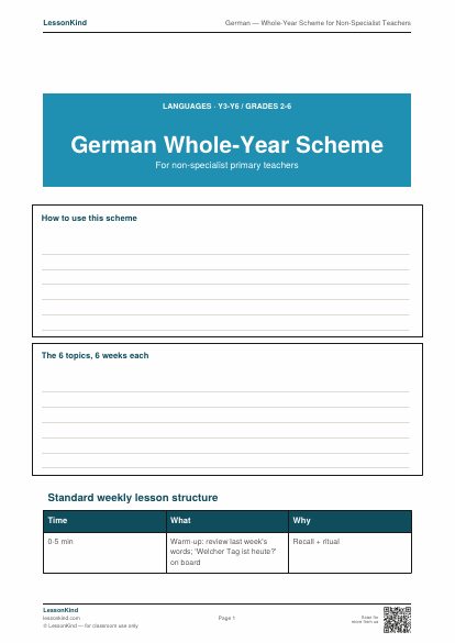 Preview of German — Whole-Year Scheme for Non-Specialist Teachers