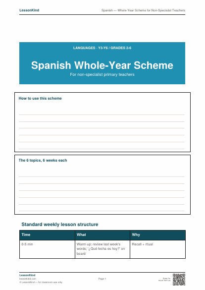 Preview of Spanish — Whole-Year Scheme for Non-Specialist Teachers
