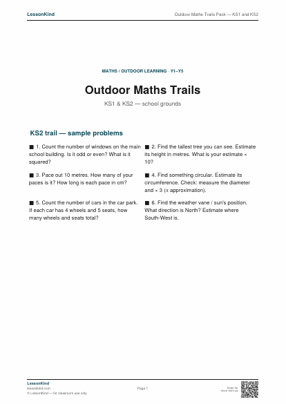 Preview of Outdoor Maths Trails Pack — KS1 and KS2
