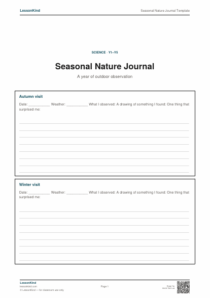 Preview of Seasonal Nature Journal Template