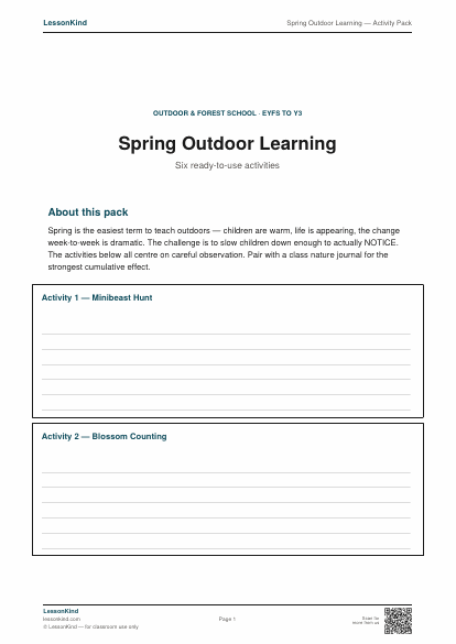 Preview of Spring Outdoor Learning — Activity Pack