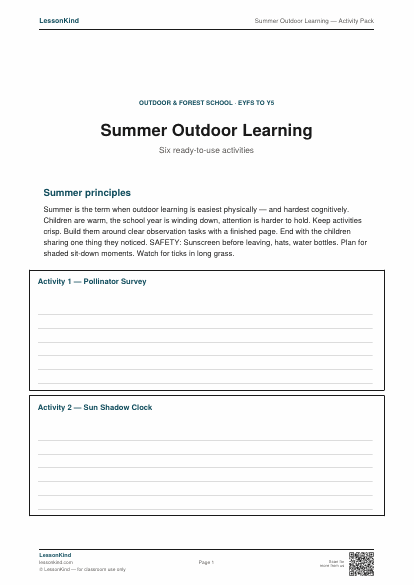 Preview of Summer Outdoor Learning — Activity Pack
